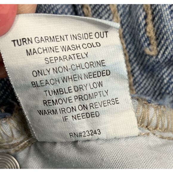 NY & C Slim Slouch Jeans Womens Size 8 Rhinestone Patch Destroyed Denim Straight - Picture 6 of 11